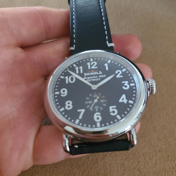 Shinola Runwell 47mm Black Leather Strap Watch S0110000012 - Picture 4 of 6
